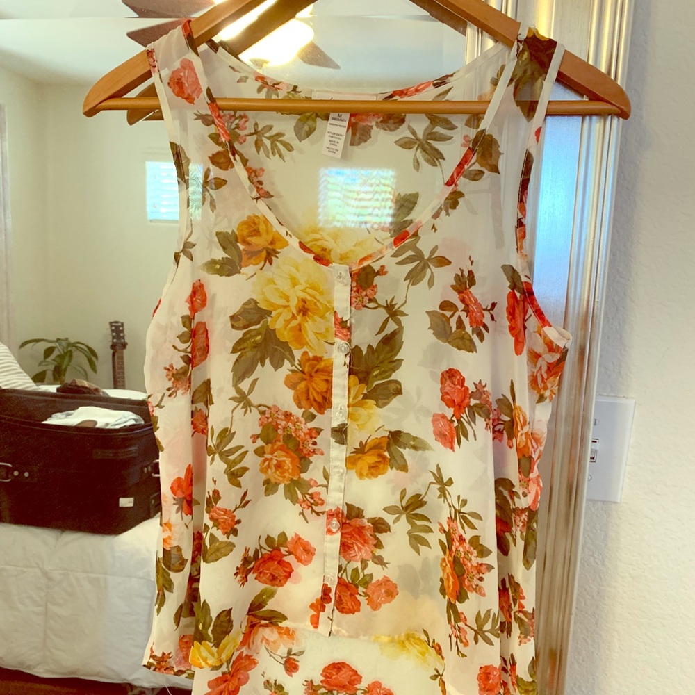 Sheer floral tank